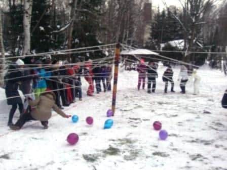 зимний тимбилдинг Веревочный курс зимой
